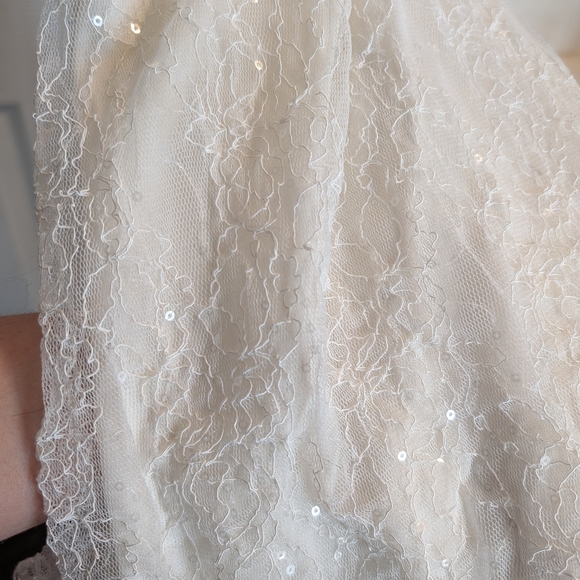 Ivory Lace and Sequin Lace Back Dress with Cowl Neck size Large - Picture 8 of 8